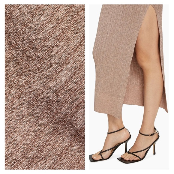 Aknvas Sevrine Dress Small Gold Champagne Glitter Twisted Midi Cocktail Formal - Picture 3 of 13